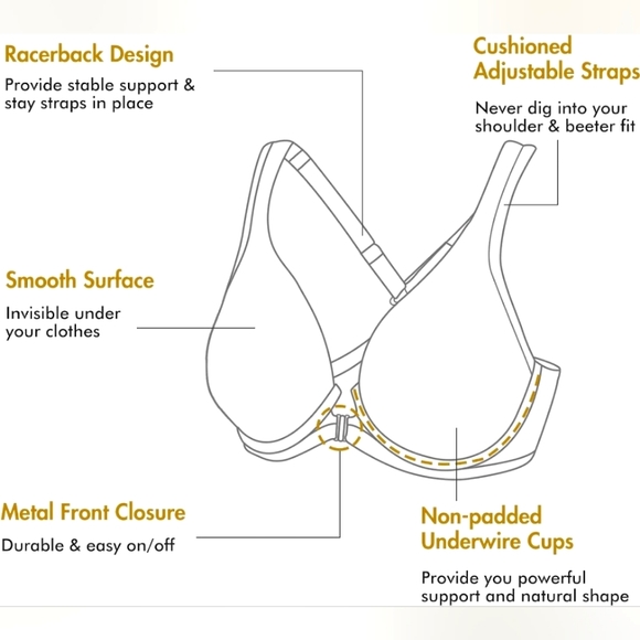 Delimira Front Closure Posture Bra (W698) - Size 38B - Picture 5 of 7